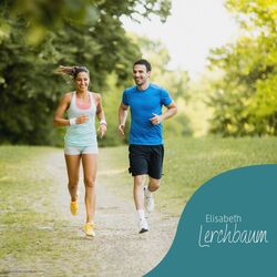 Das Bild zeigt eine Frau und einen Mann beim Joggen.